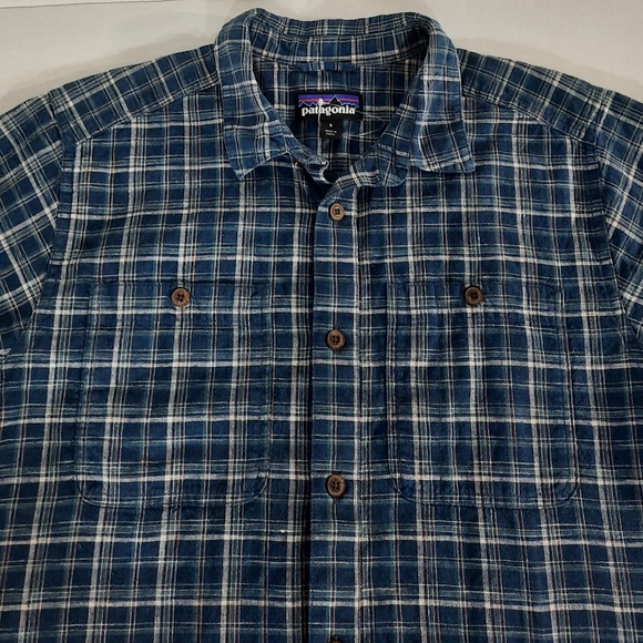 Patagonia Back Step Hemp Organic Cotton Plaid Short Sleeve Shirt - Picture 3 of 7